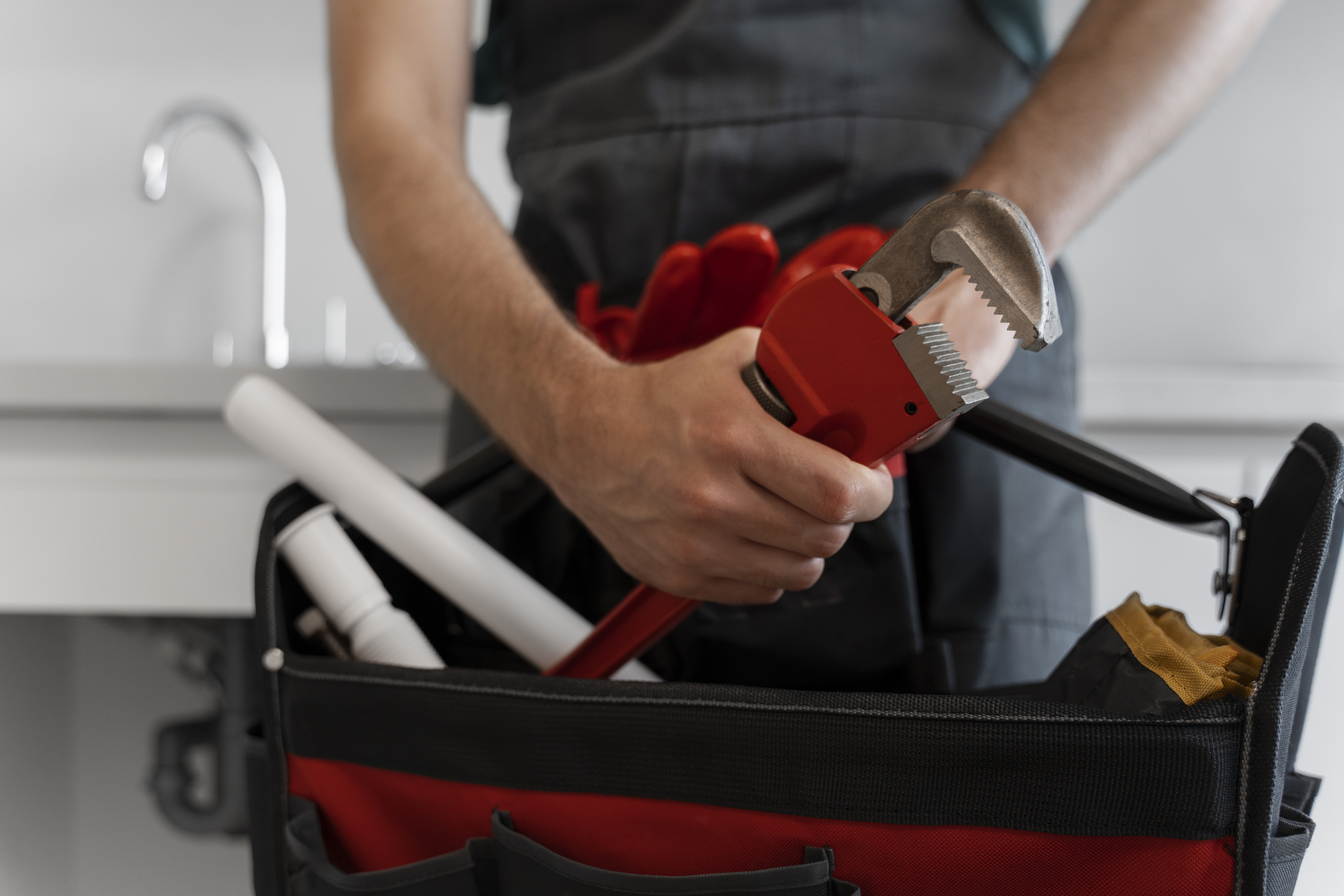 Assortment of plumbing tools